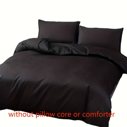 Luxuriöses 3-teiliges Bettwäsche-Set: Schwarzer Bettbezug, weich und bequem, mit Reißverschluss, für Schlafzimmer und Gästezimmer (1 Bettbezug, 2 Kissenbezüge)