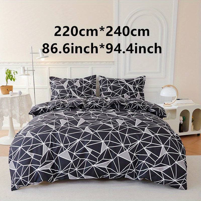 3-teiliges Fashion Duvet Cover Set - Stilvolles Geometrie-Design, Weich und Bequem für jedes Schlafzimmer - Ideal als Geschenk für die Familie!