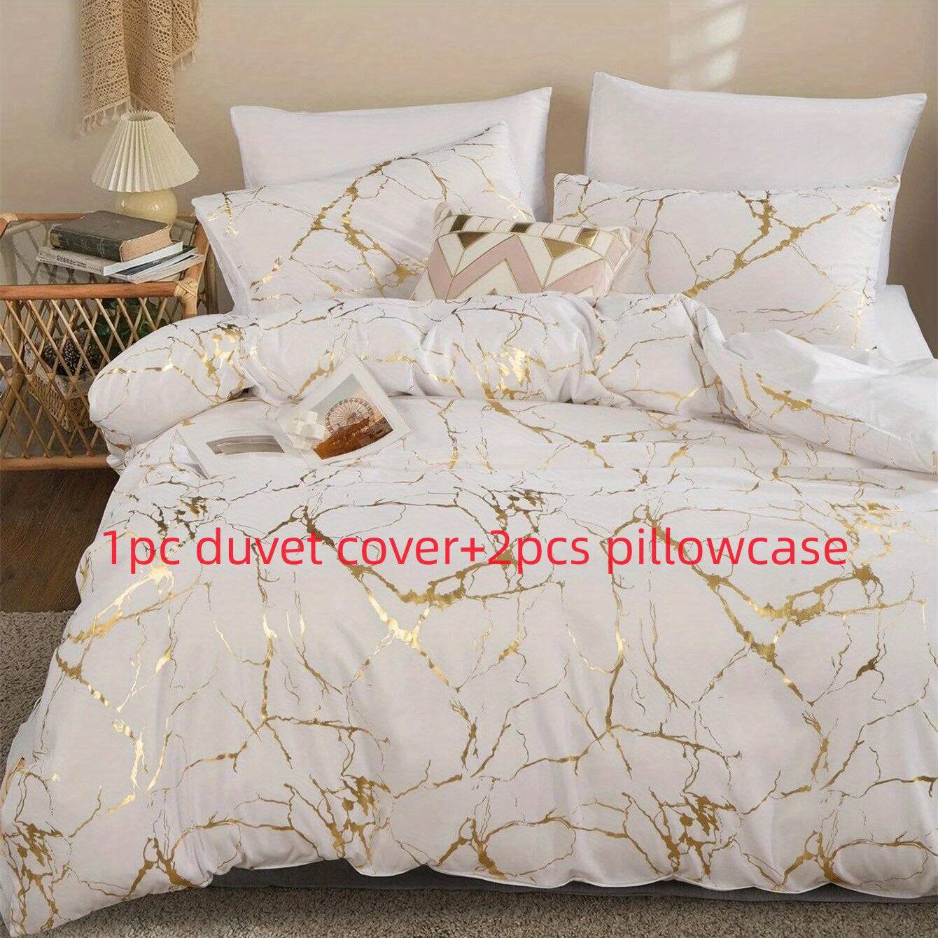 Marmor-Duvet-Cover-Set mit 2/3 Stk. Bezügen (Bettbezug, Kissenbezüge) - Ohne Kisseneinlage