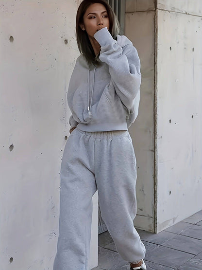 Stilvolles Athleisure-Set mit Oversized-Kapuzen-Sweatshirt und Sweatpants für Damen