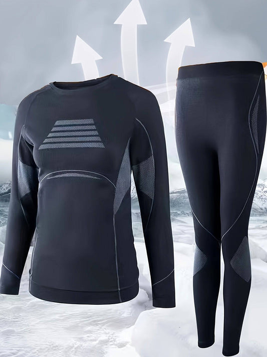 Thermo-Set für Damen: Langarm-Top + Ski-Leggings - Winteraktivkleidung.