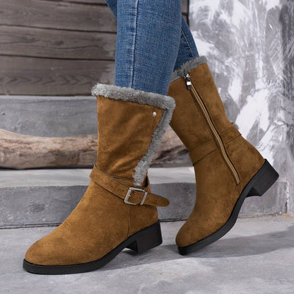 Fuzzy-Stiefel Damen | Thermogefüttert, Plateausohle | Warme Winterschuhe