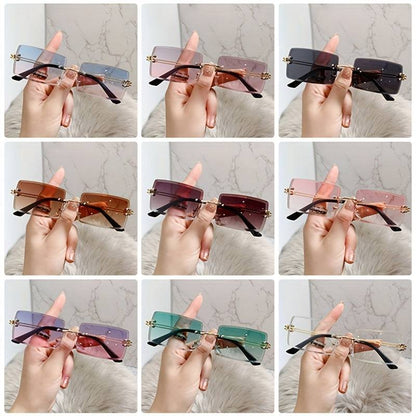 Schicke rechteckige Metall-Sonnenbrille mit Farbverlauf - Perfekt fürs Autofahren.