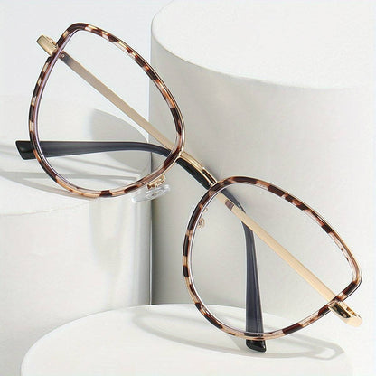 Retro-Schildpatt-Katzenaugen-Brille - Blaulichtblockierend, klares Glas (Unisex)