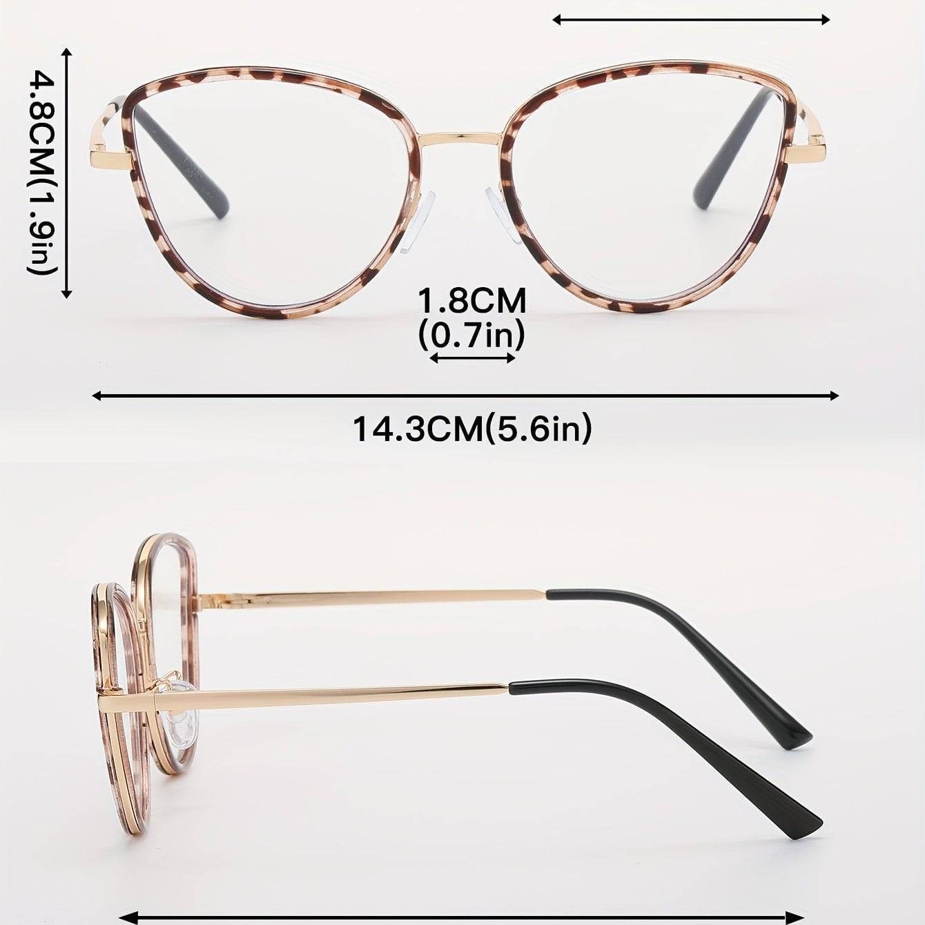 Retro-Schildpatt-Katzenaugen-Brille - Blaulichtblockierend, klares Glas (Unisex)