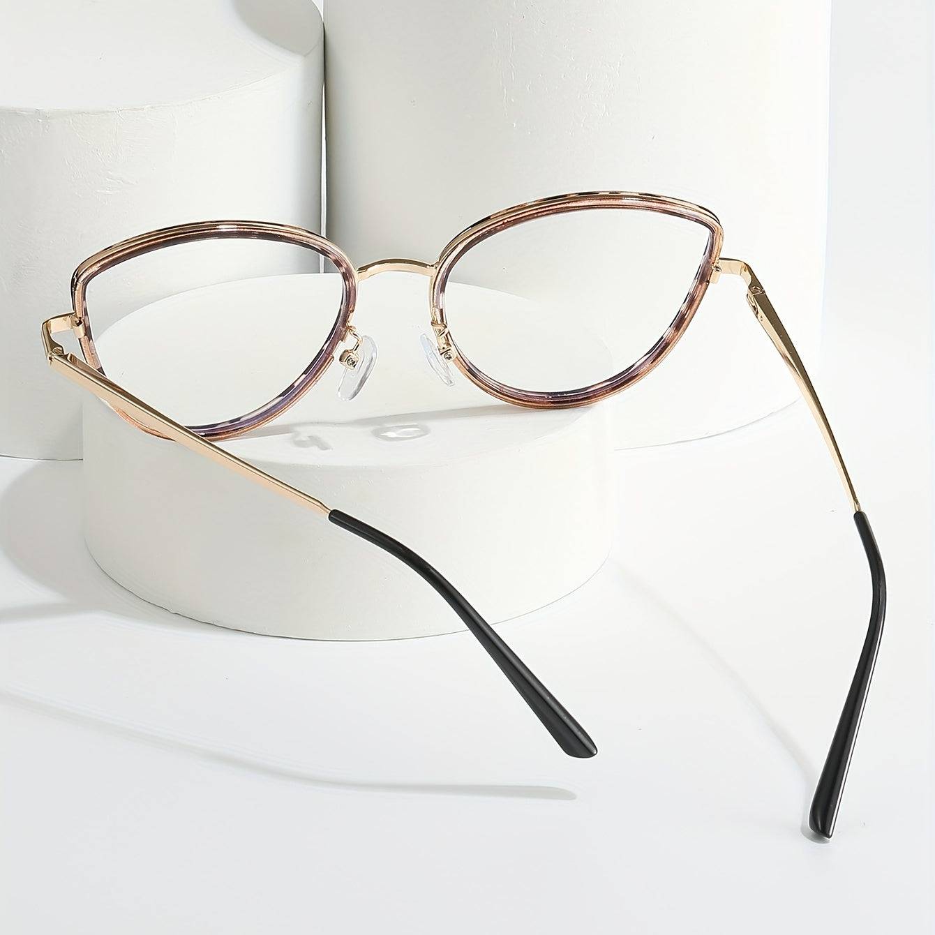 Retro-Schildpatt-Katzenaugen-Brille - Blaulichtblockierend, klares Glas (Unisex)