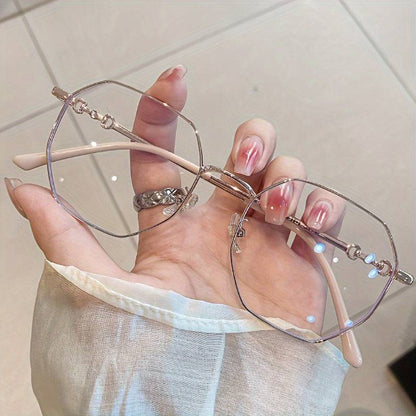 Polygon-Rahmen - Klare Gläser - Elegante Mode - Dekorative Brille - Minimalistische Brille - Damenmode