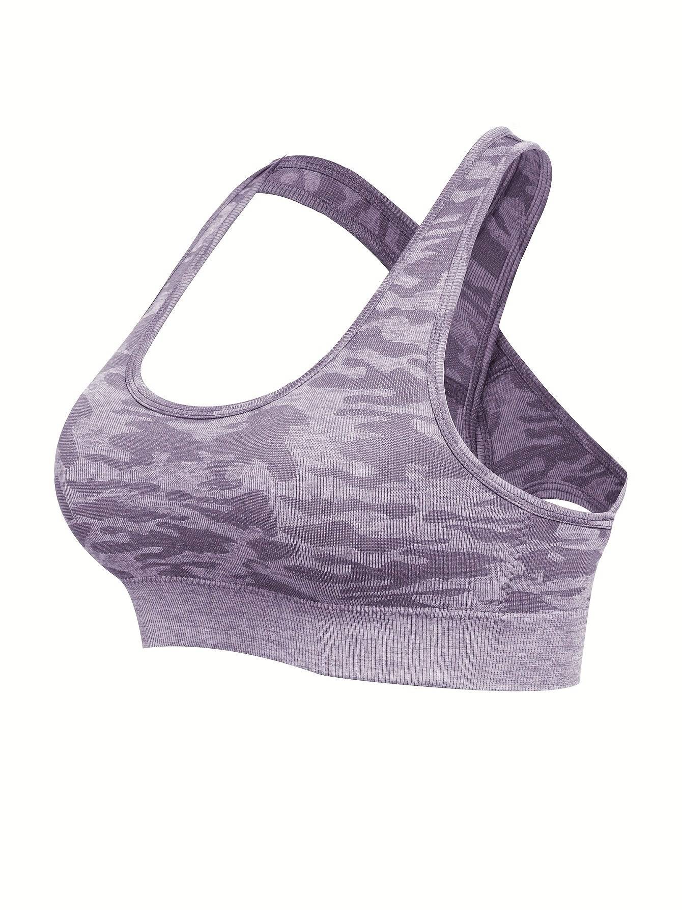 Damen Sport-BH mit Camouflage-Muster, wirefree, für Yoga & Workout