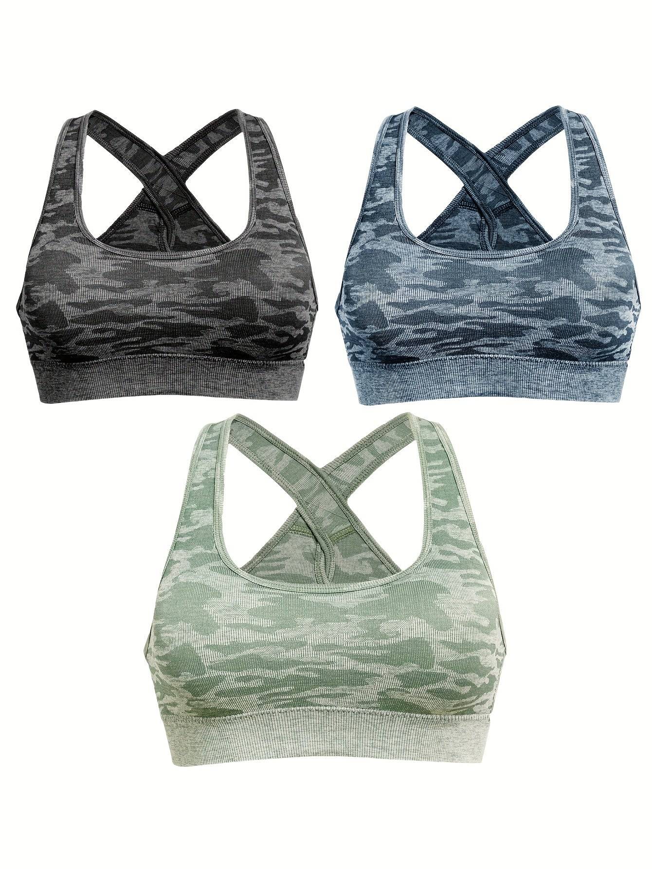 Damen Sport-BH mit Camouflage-Muster, wirefree, für Yoga & Workout