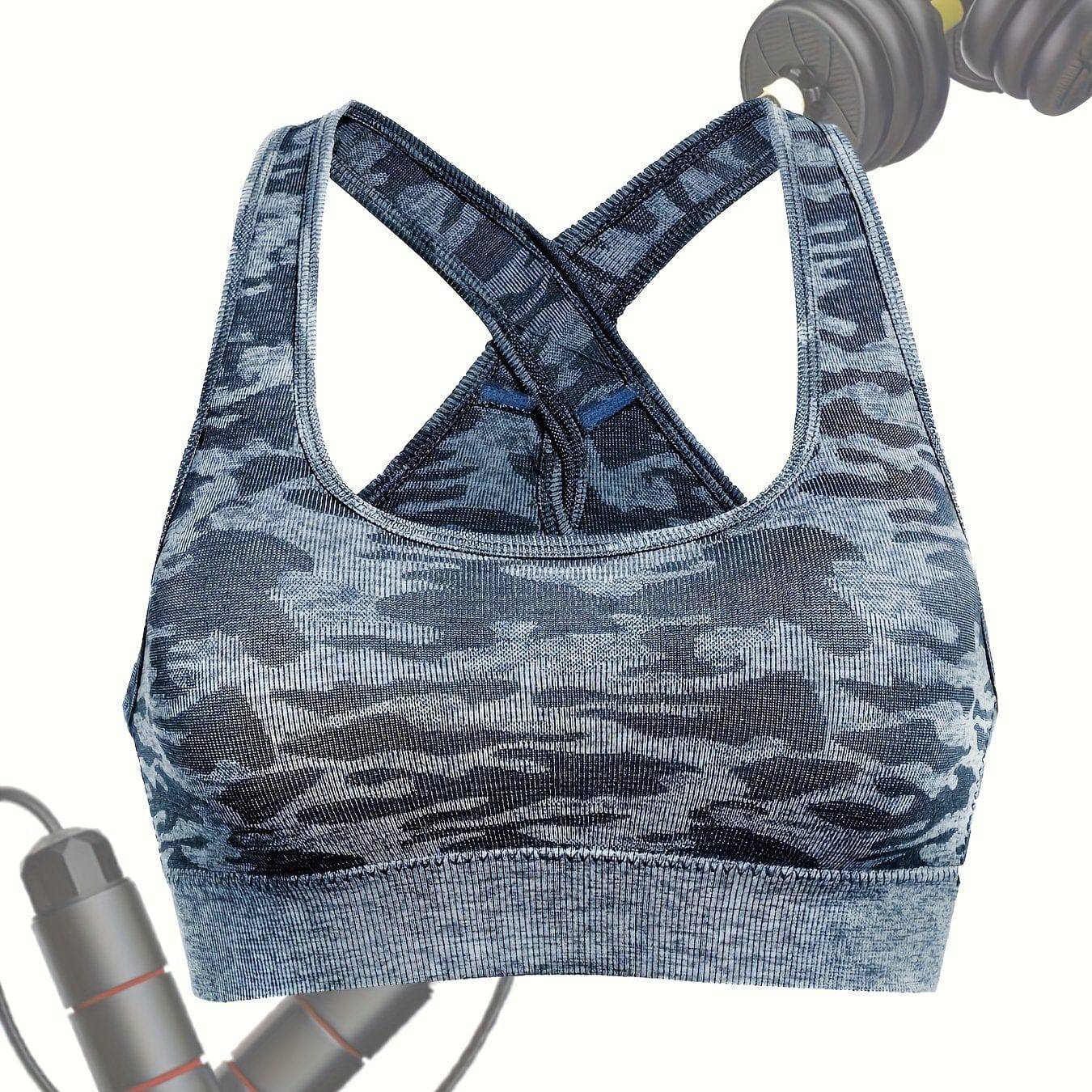 Damen Sport-BH mit Camouflage-Muster, wirefree, für Yoga & Workout