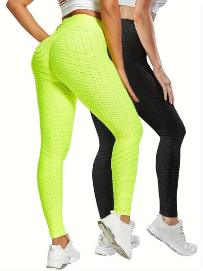 2er-Pack Hohe Taille Bauchkontrolle Yoga Leggings - Quick Dry, Hip Lifting, Damen Activewear