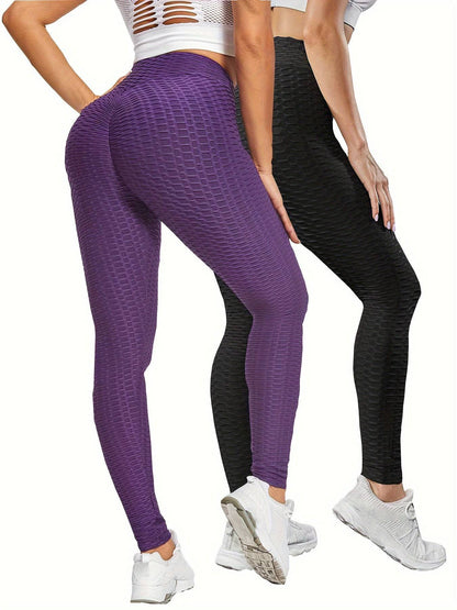 2er-Pack Hohe Taille Bauchkontrolle Yoga Leggings - Quick Dry, Hip Lifting, Damen Activewear