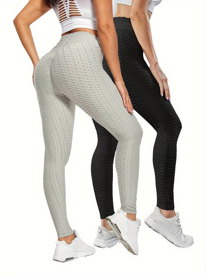 2er-Pack Hohe Taille Bauchkontrolle Yoga Leggings - Quick Dry, Hip Lifting, Damen Activewear