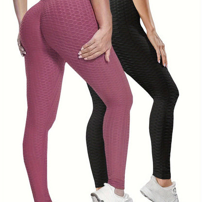 2er-Pack Hohe Taille Bauchkontrolle Yoga Leggings - Quick Dry, Hip Lifting, Damen Activewear