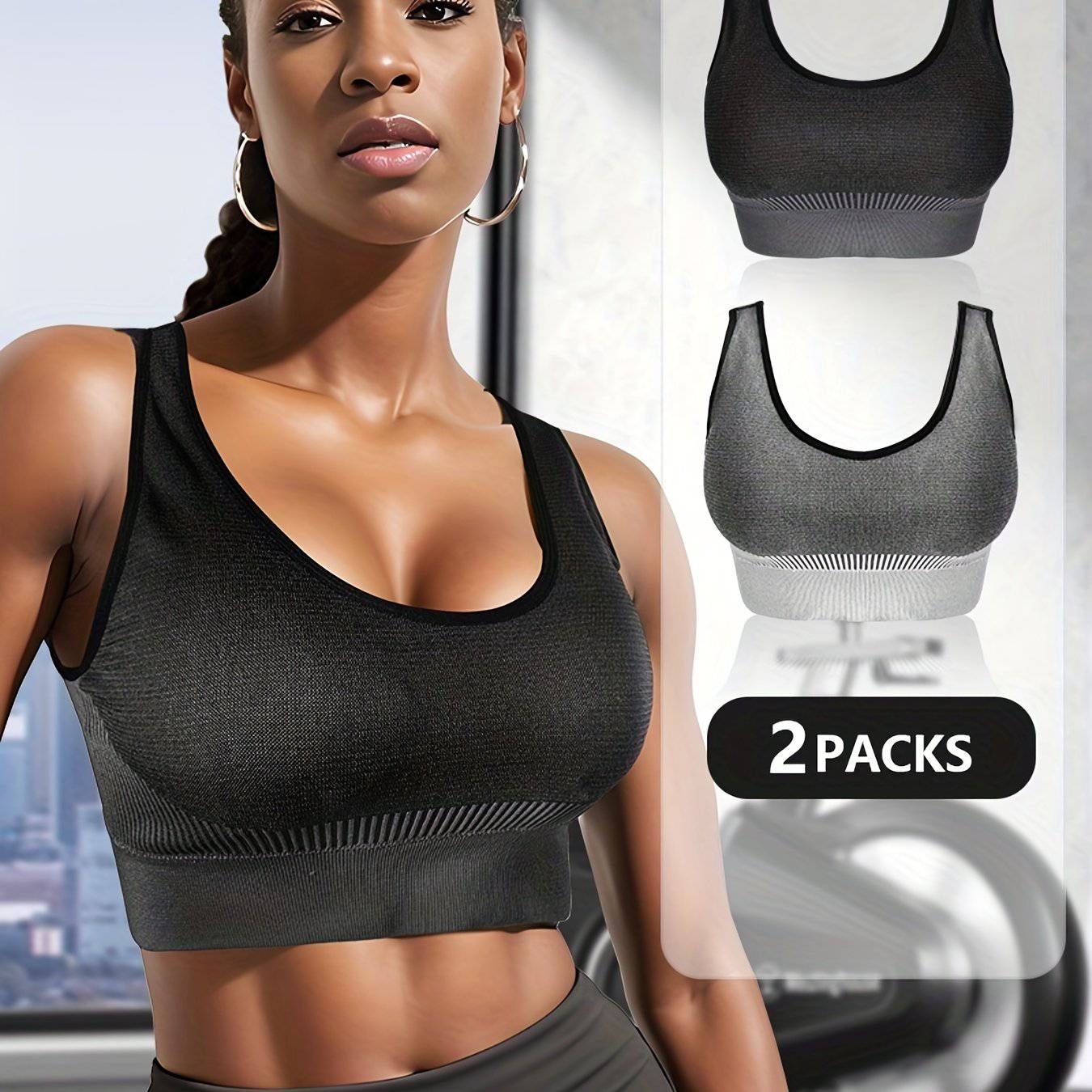 2er Pack Push-Up Yoga Sport-BH - High Impact, Abnehmen, Laufen & Fitness - Damen Activewear.