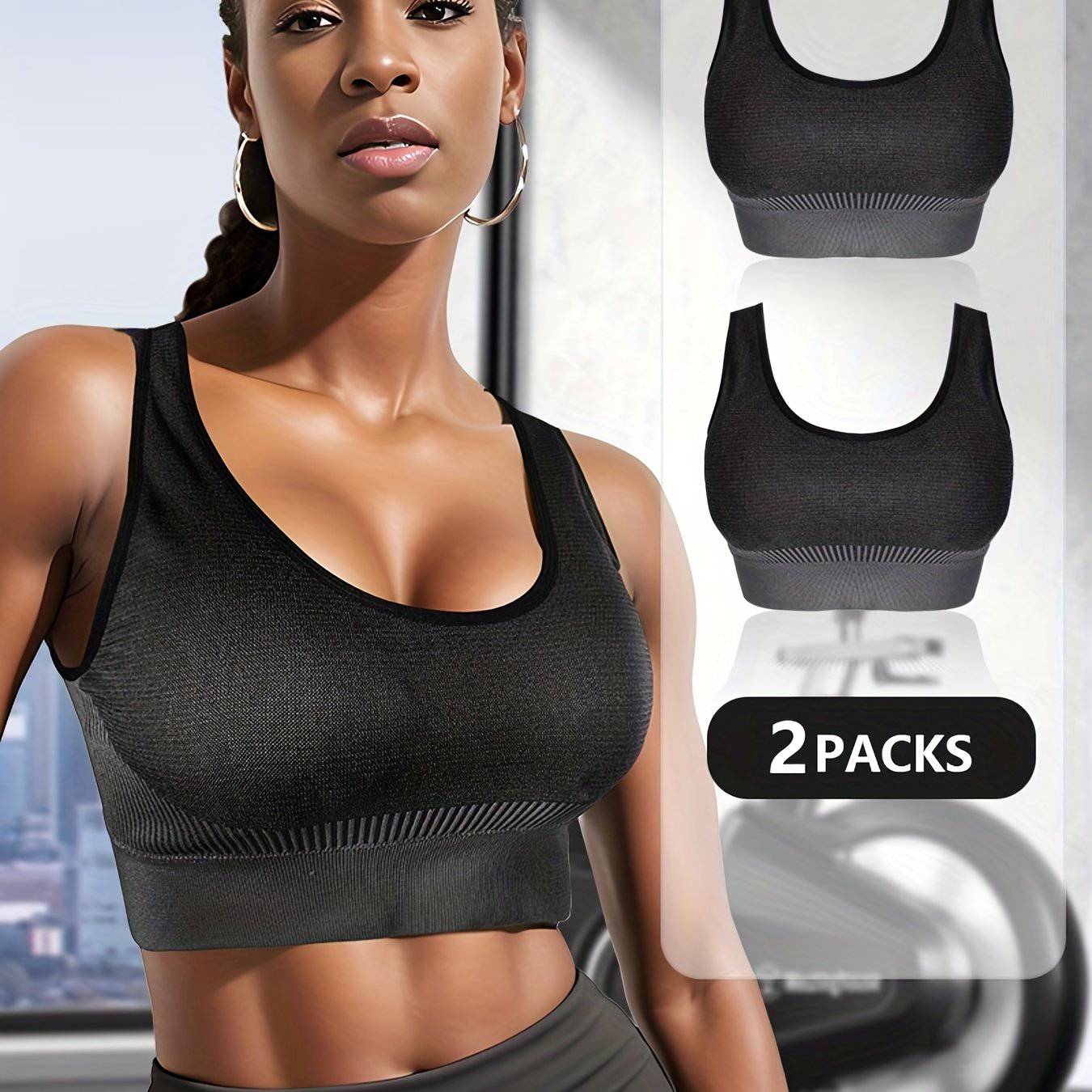 2er Pack Push-Up Yoga Sport-BH - High Impact, Abnehmen, Laufen & Fitness - Damen Activewear.