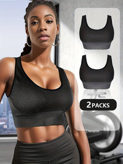 2er Pack Push-Up Yoga Sport-BH - High Impact, Abnehmen, Laufen & Fitness - Damen Activewear.