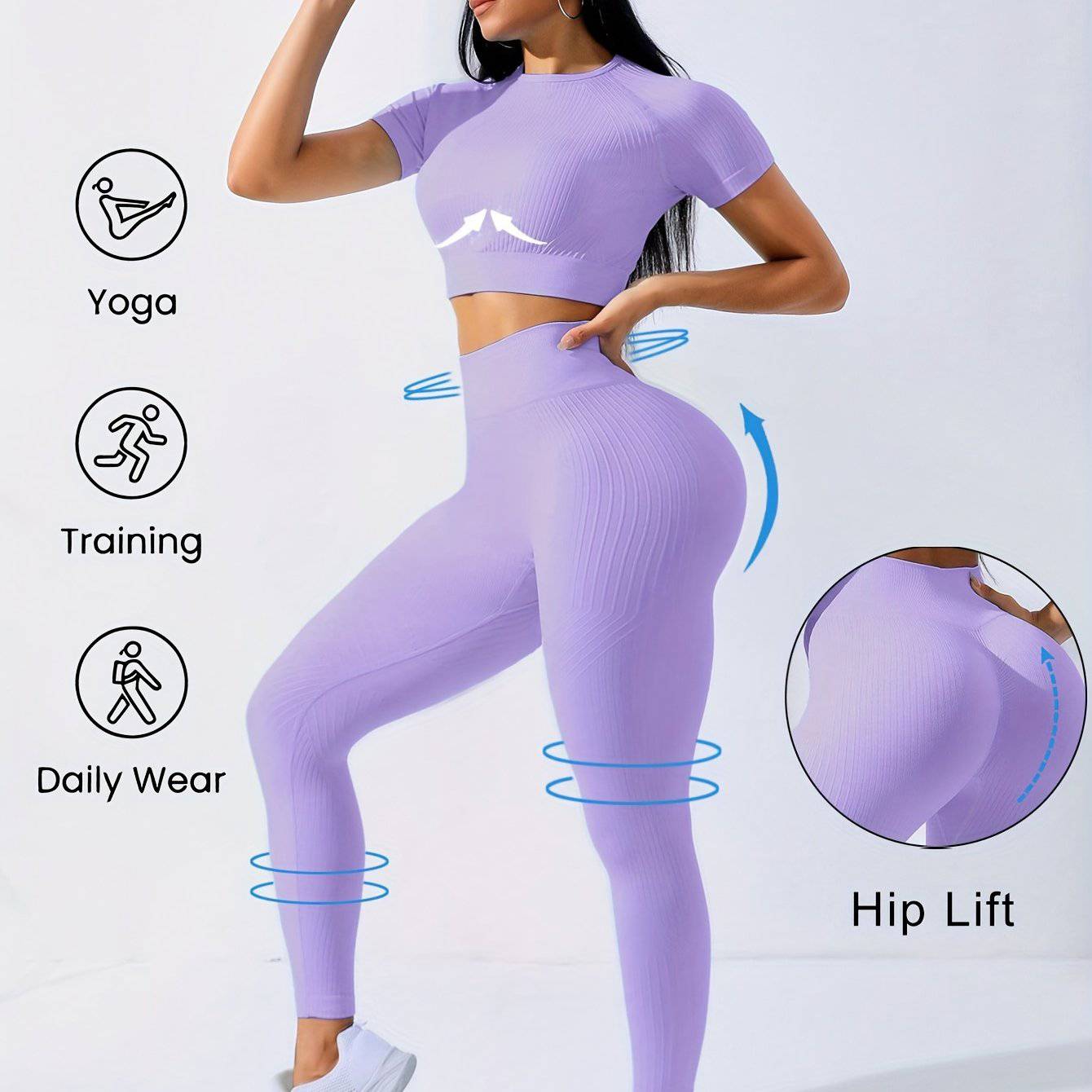 Aktives Yoga-Set: Crop-Top, hohe Taille - für Damen!