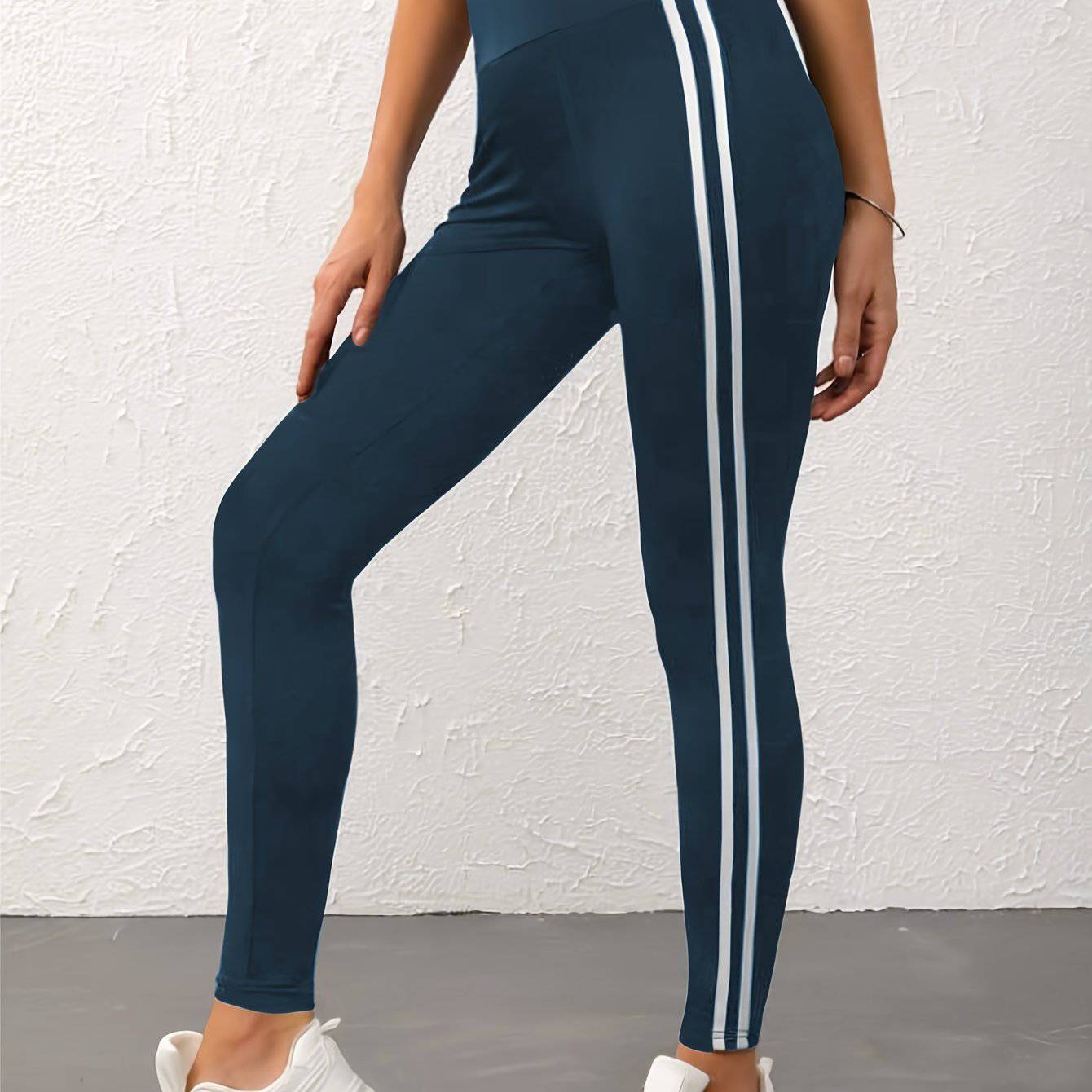 Elastische Gestreifte Yogahose - Perfekte Passform, Damen Activewear