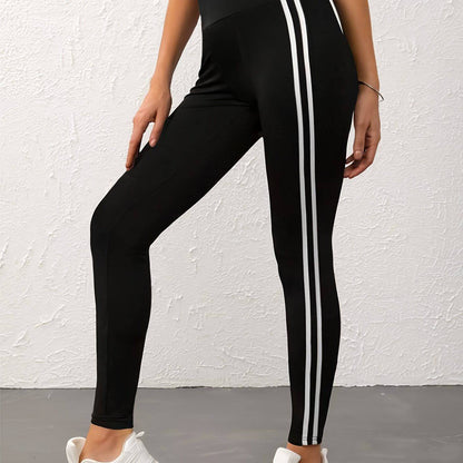 Elastische Gestreifte Yogahose - Perfekte Passform, Damen Activewear