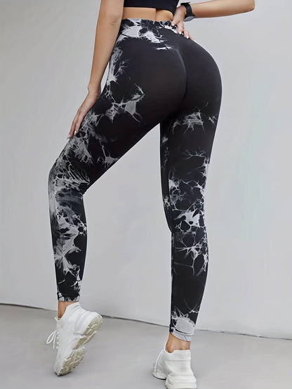 Modische Sport-Leggings mit Batikmuster - Atmungsaktiv und sexy für Yoga und Fitness.