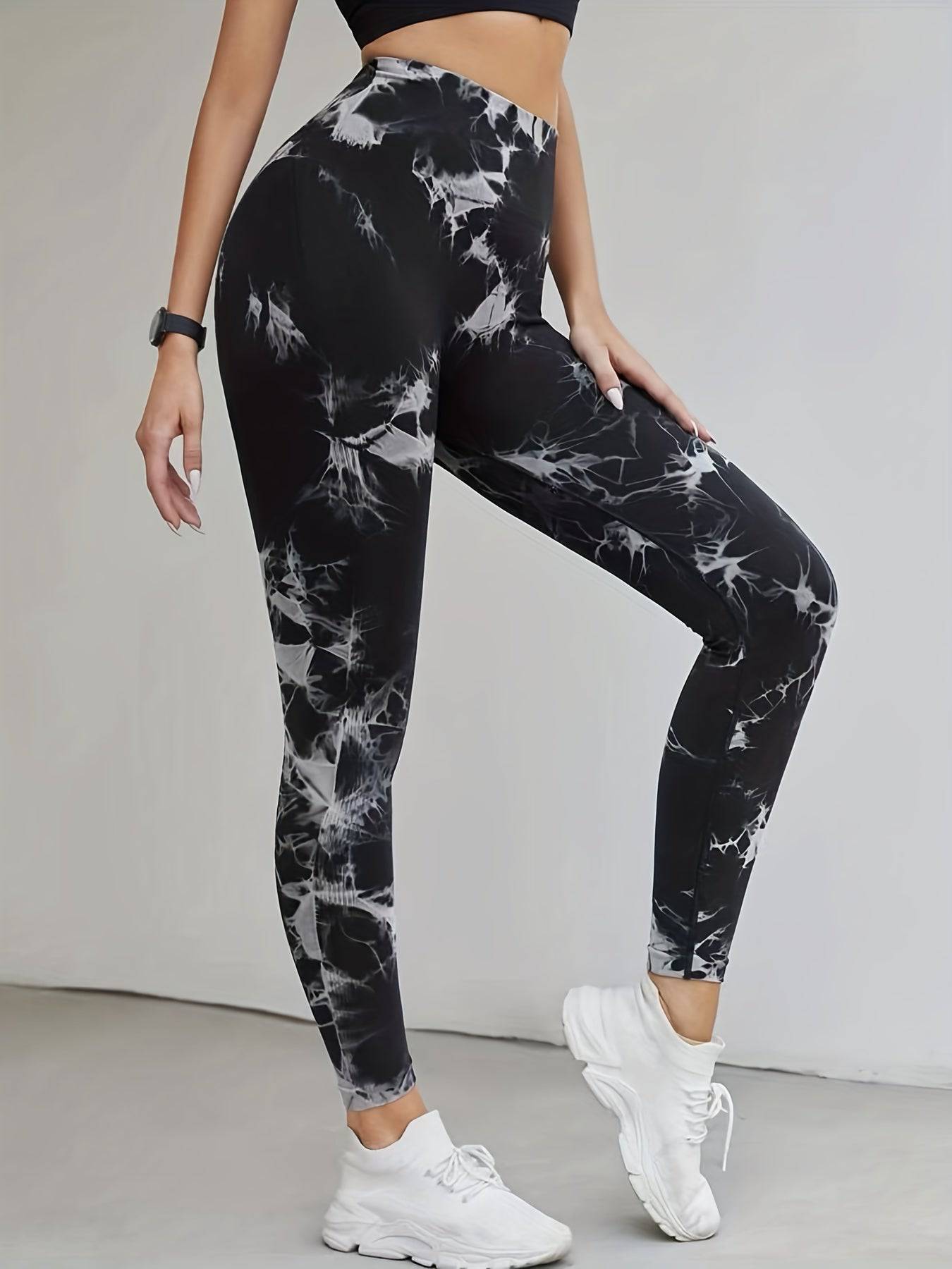 Modische Sport-Leggings mit Batikmuster - Atmungsaktiv und sexy für Yoga und Fitness.