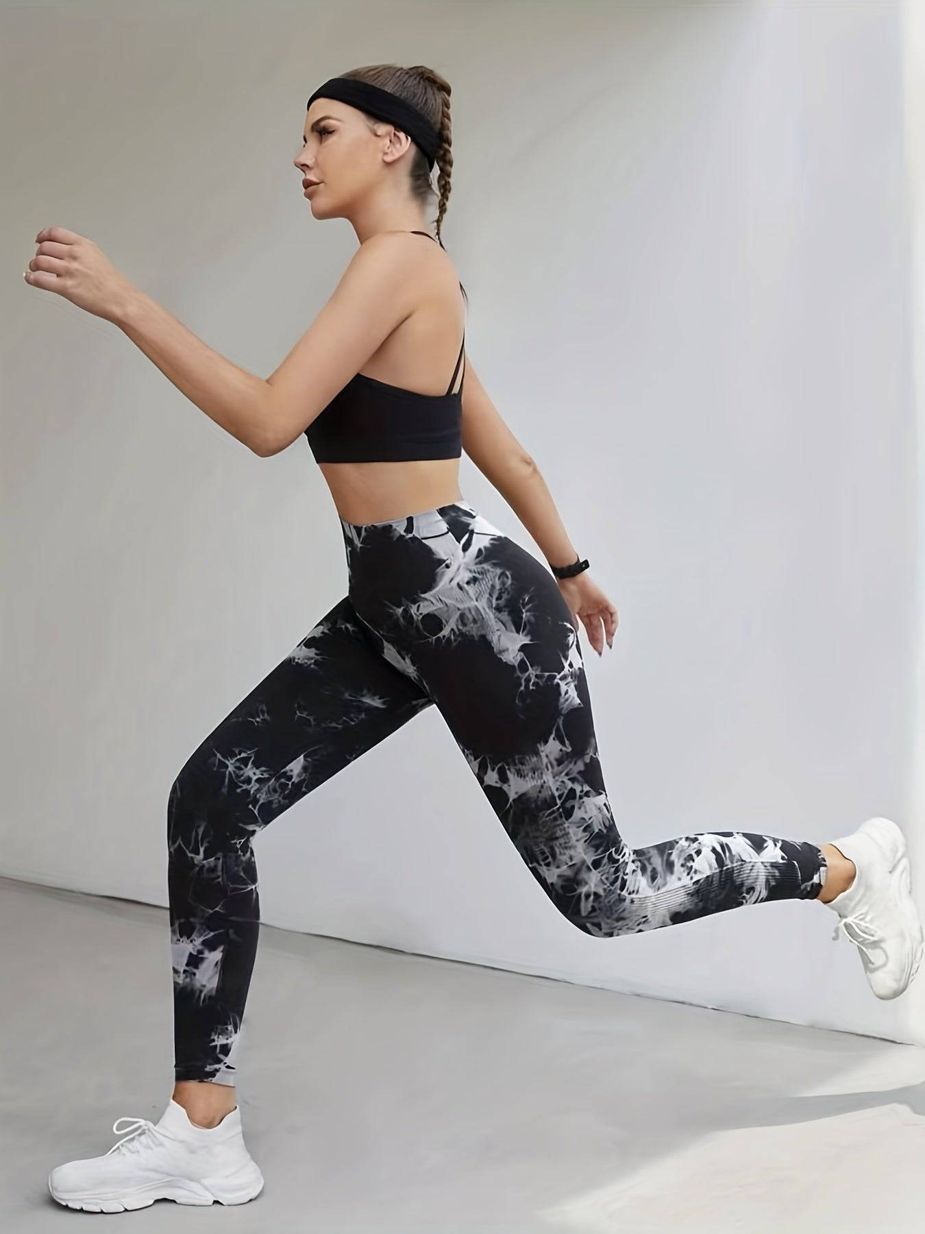 Modische Sport-Leggings mit Batikmuster - Atmungsaktiv und sexy für Yoga und Fitness.