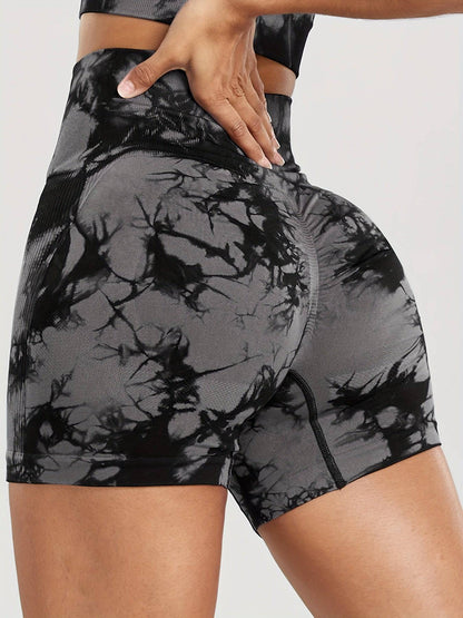 Tie-Dye Shorts & Leggings Sets, Damen Activewear - 2-teiliges Set für Yoga, Fitness und Laufen.