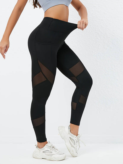 Yoga Leggings mit Mesh-Kontrast und Hüft-Lifting-Effekt