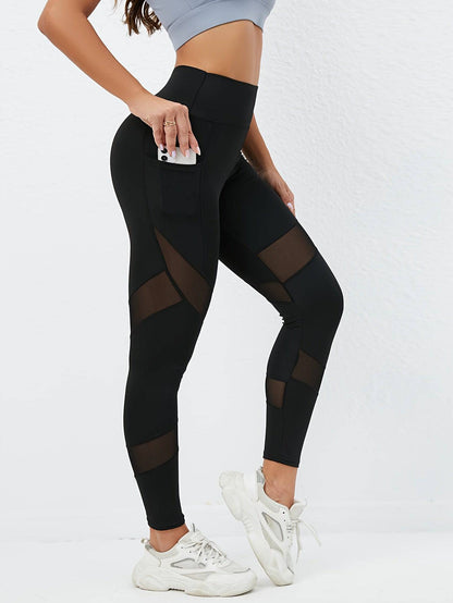 Yoga Leggings mit Mesh-Kontrast und Hüft-Lifting-Effekt