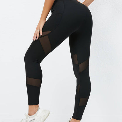 Yoga Leggings mit Mesh-Kontrast und Hüft-Lifting-Effekt