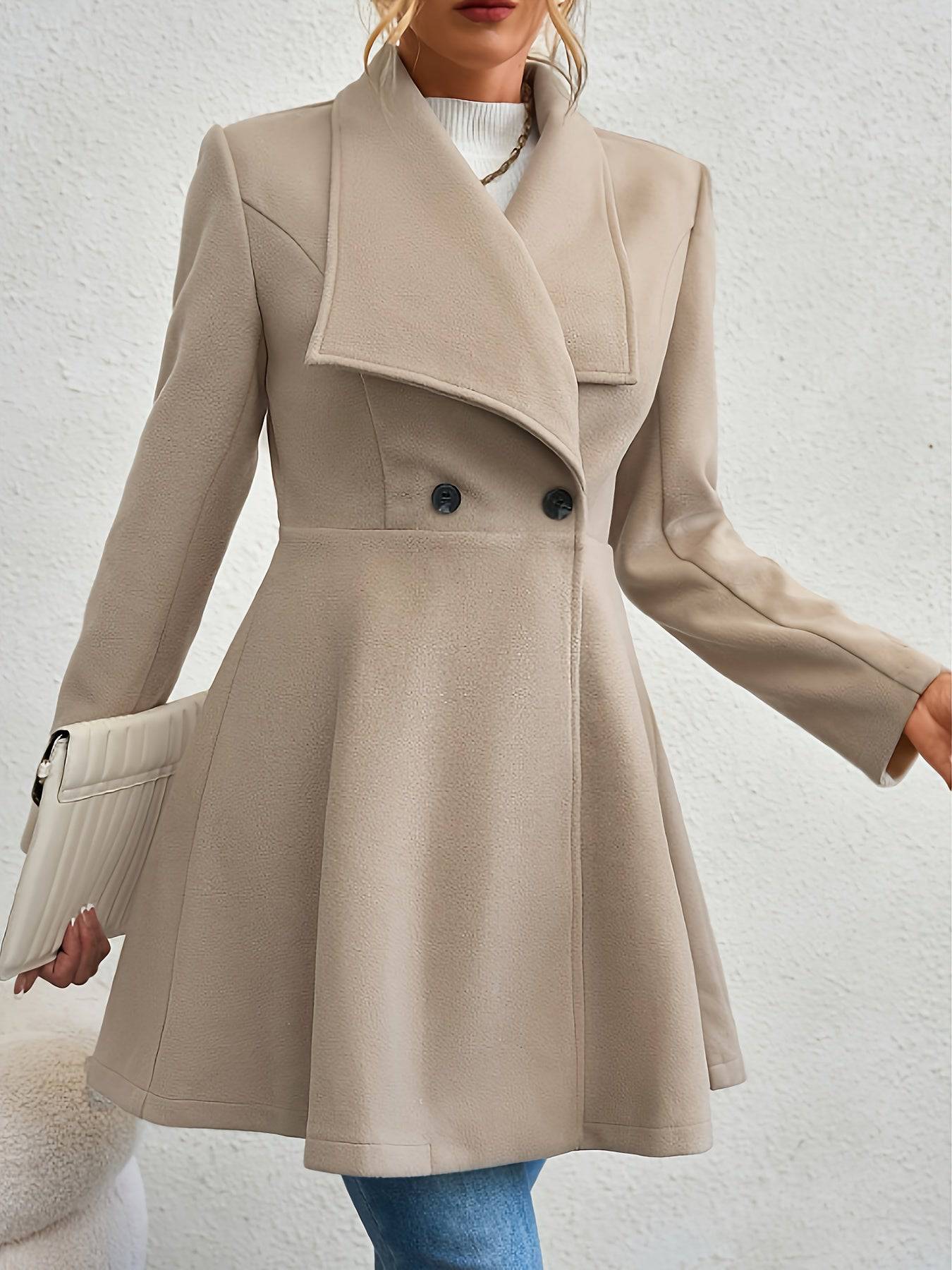 Eleganter Zweireihiger Trenchcoat mit Schalkragen für Damen