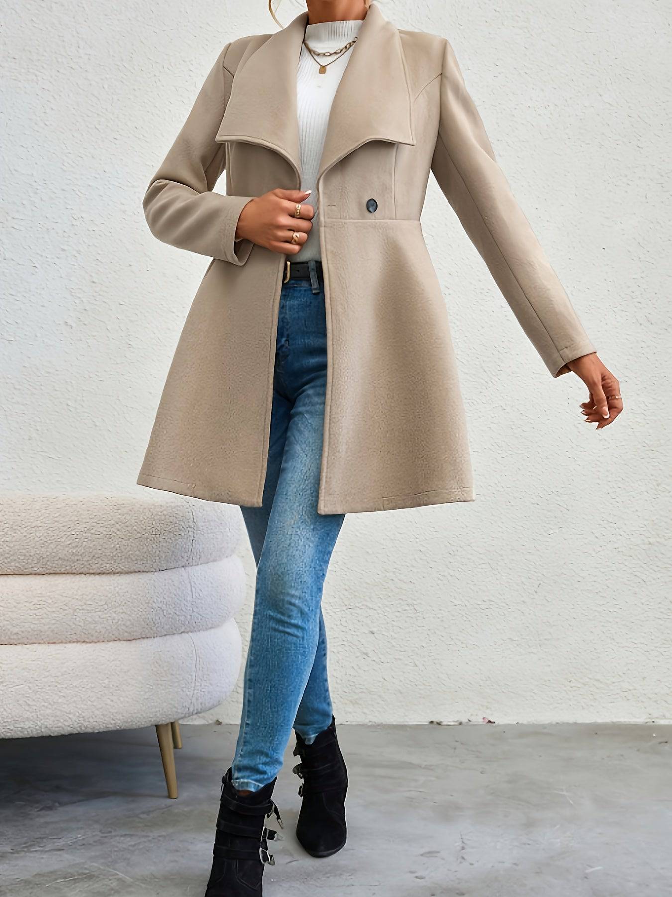 Eleganter Zweireihiger Trenchcoat mit Schalkragen für Damen