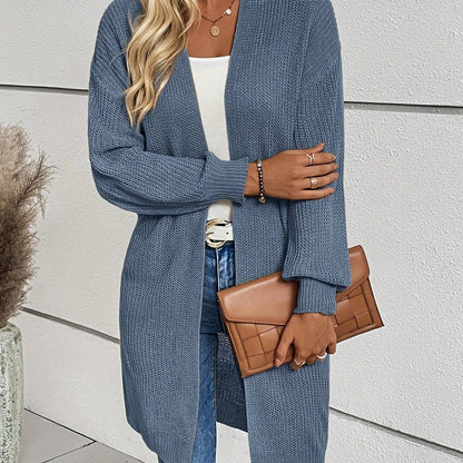 Vintage Cardigan mit offener Vorderseite  Lssiger Langarmstrickmantel Damen