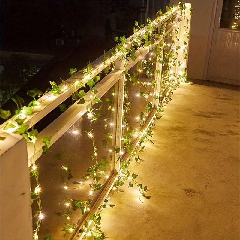 Künstliche Efeu-Girlande mit 50 LED Lichtern für Raumdekoration - Perfektes Dekor für Zuhause, Garten, Wand und Hochzeit