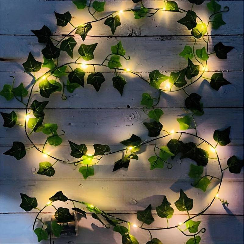 Künstliche Efeu-Girlande mit 50 LED Lichtern für Raumdekoration - Perfektes Dekor für Zuhause, Garten, Wand und Hochzeit