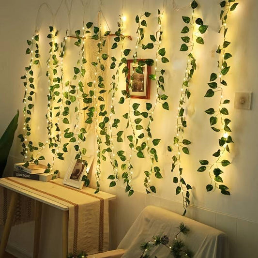 20 LED Batteriebetriebene Blatt-Lichterkette - Künstliches Blatt-Reben-Design - Perfekte Dekoration für Zuhause und Garten!