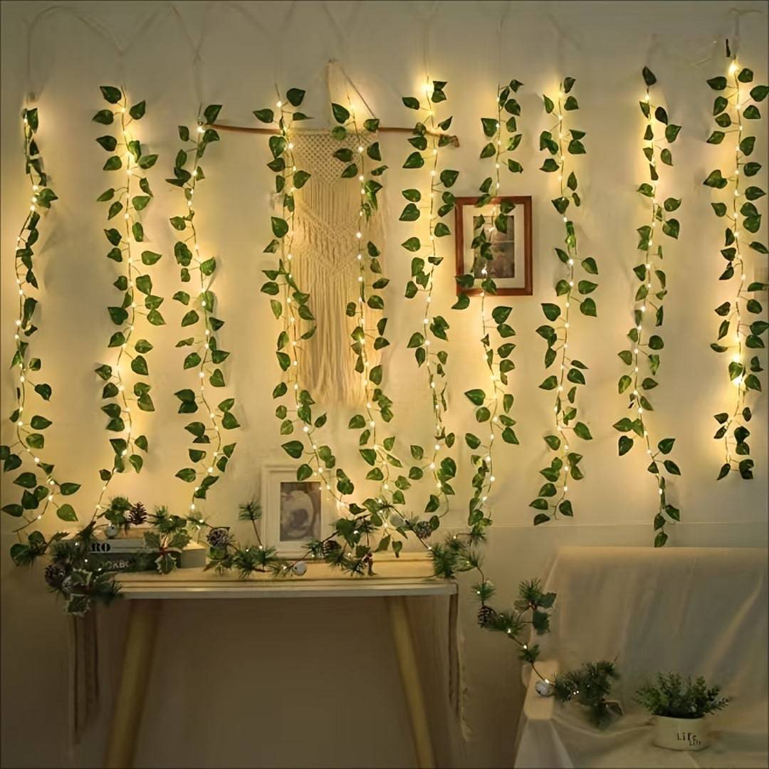 20 LED Batteriebetriebene Blatt-Lichterkette - Künstliches Blatt-Reben-Design - Perfekte Dekoration für Zuhause und Garten!