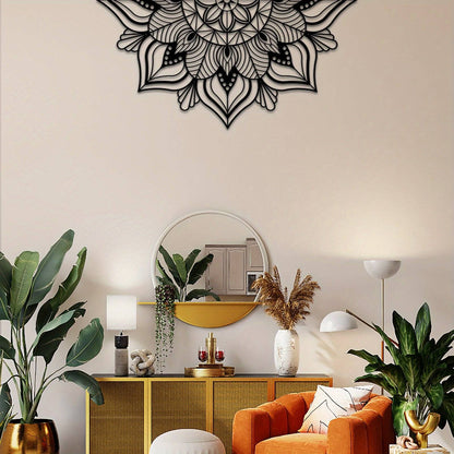 Großes Metall-Mandala-Wanddekor - Einzigartige Lotusblumen-Wandkunst