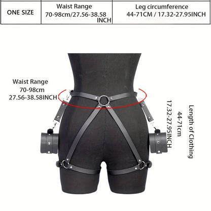 Verführerisches PU-Leder Harness für Taillen, Bein und Oberschenkel mit Handschellen