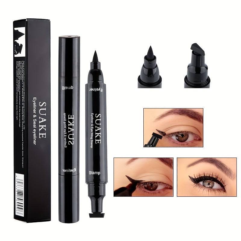 "Wasserdichter doppelseitiger Eyeliner-Stift, Dreieck-Siegel, schnell trocknend, Schwarz"