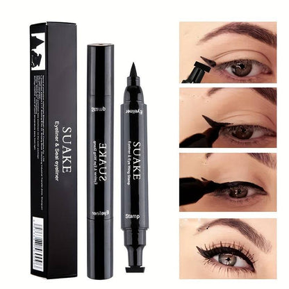 "Wasserdichter doppelseitiger Eyeliner-Stift, Dreieck-Siegel, schnell trocknend, Schwarz"