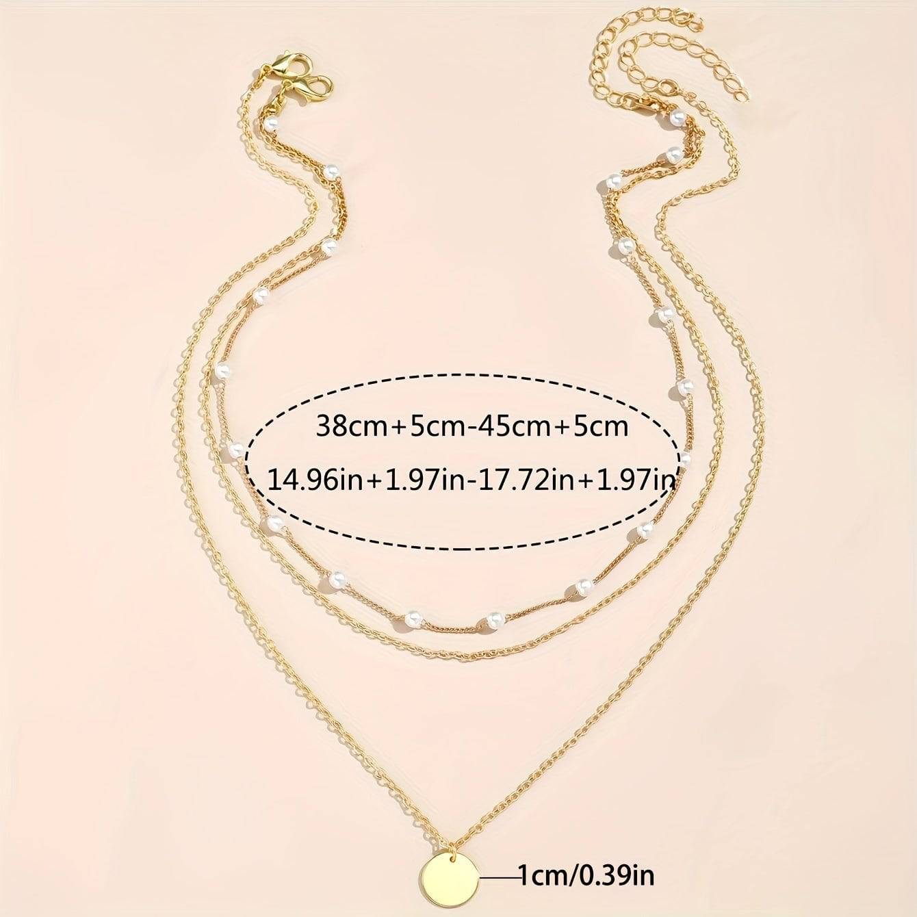 Goldene Faux-Pearl Halskette Set mit geometrischem Design (2 Stück)