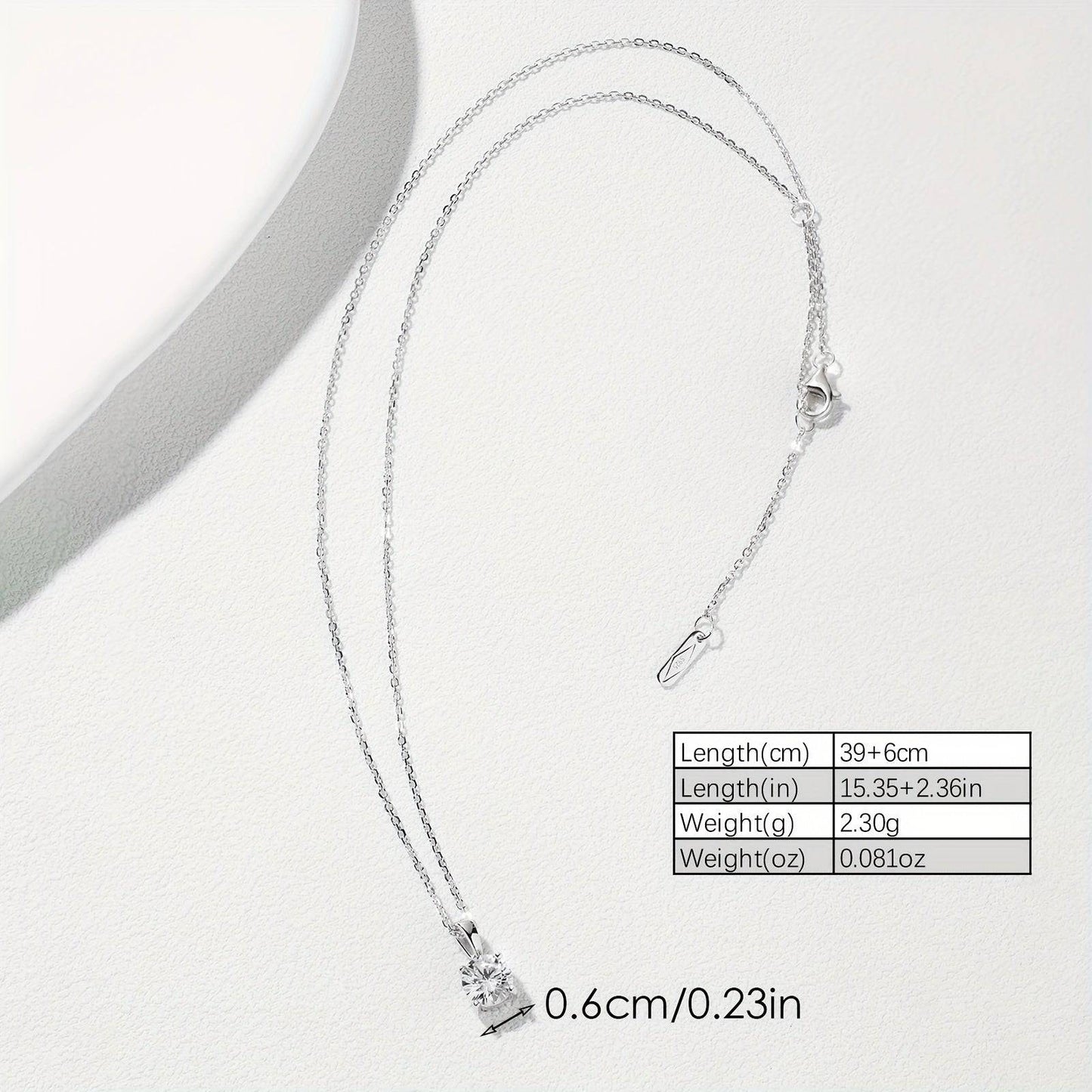 925er-Sterlingsilber Halskette mit glänzendem Zirkon-Anhänger - Perfekt für den täglichen Gebrauch.