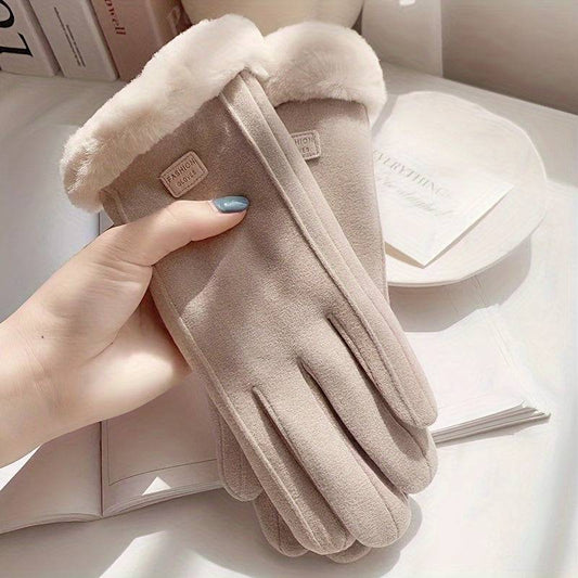 "Kuschelwarme Damen Winterhandschuhe mit Buchstabenaufnähern"