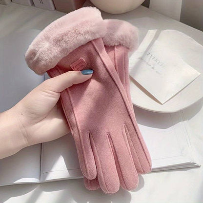 "Kuschelwarme Damen Winterhandschuhe mit Buchstabenaufnähern"