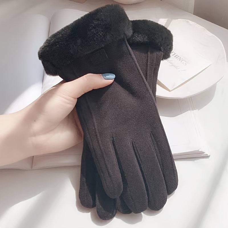 "Kuschelwarme Damen Winterhandschuhe mit Buchstabenaufnähern"