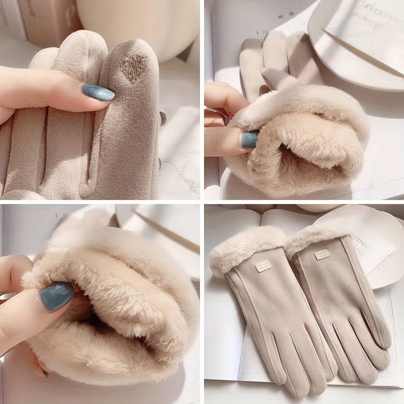 "Kuschelwarme Damen Winterhandschuhe mit Buchstabenaufnähern"