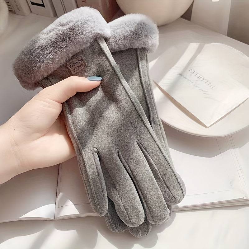 "Kuschelwarme Damen Winterhandschuhe mit Buchstabenaufnähern"