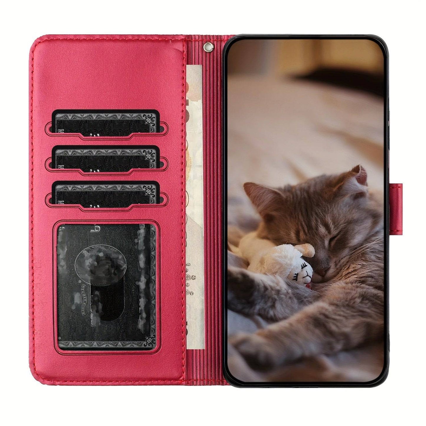 Katzenmuster-Kunstledertasche mit Kartenfach für iPhone 15/15Pro/15Pro Max/15 Plus